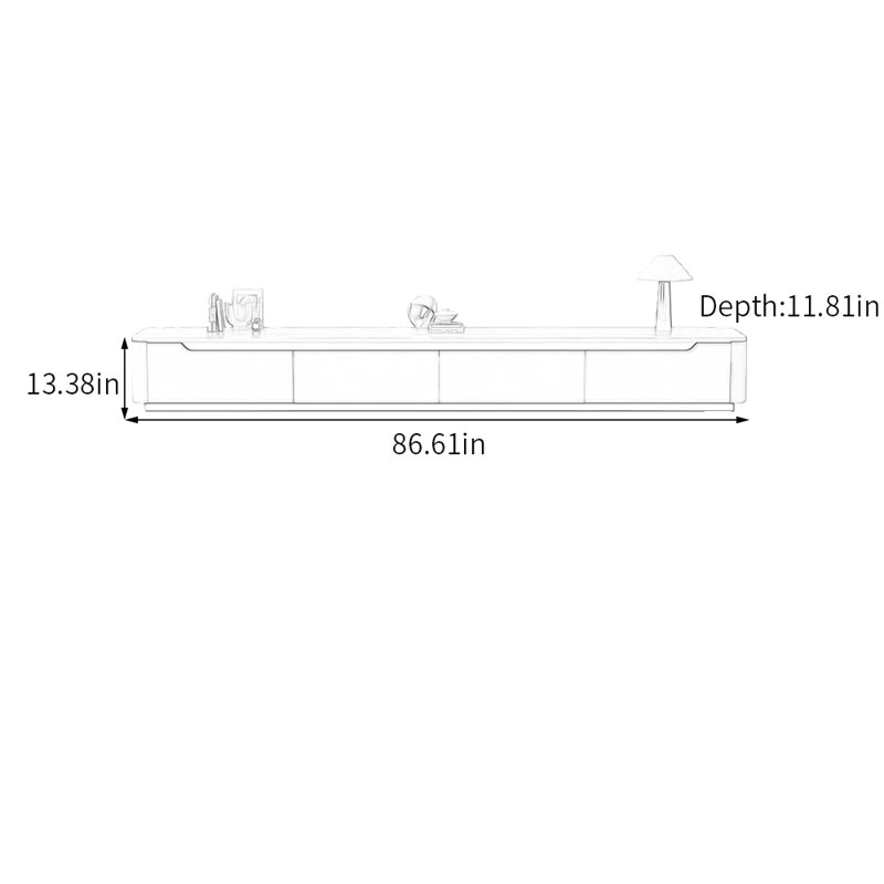 Meuble télé Minimalist, 13.38"H x 86.61"L x 11.81"W