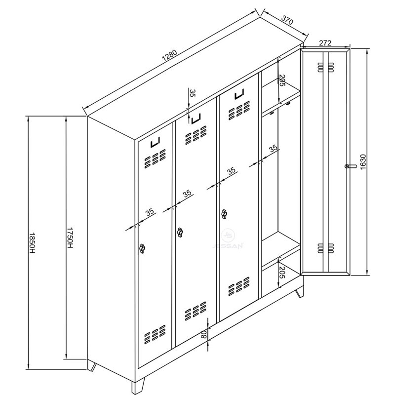 Armoire de rangement Locker, H 72,8 po x l 50,4 po x P 14,6 po, Orange