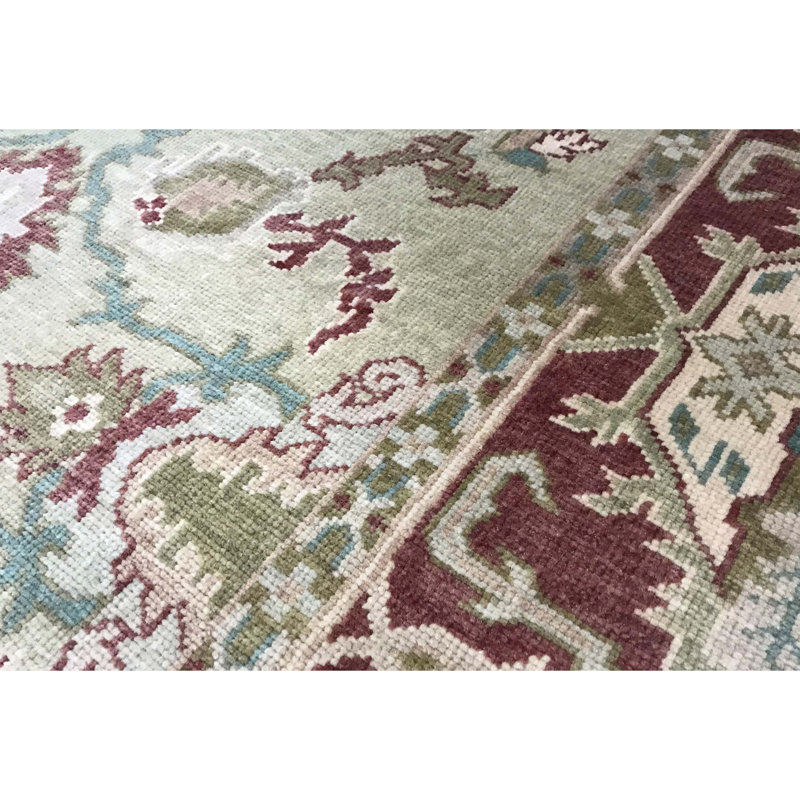 Tapis beige et rouille de haute qualité noué à la main