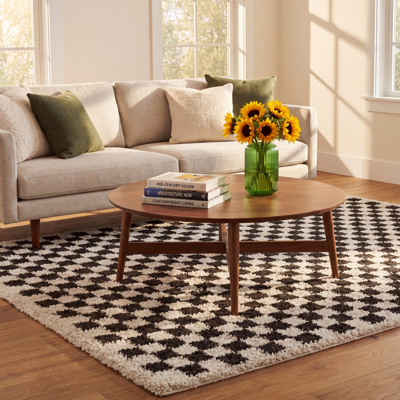 Checkered and Geometric Indoor Rug, Rectangle 5'3" x 7'
