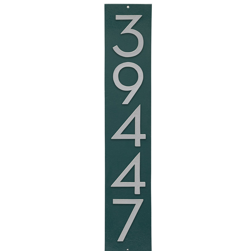 Plaque d'adresse verticale flottante 4 po (5 chiffres), Vert forêt, Argent, Oui