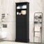 Grande armoire de rangement noire avec 3 tiroirs et tablettes réglables pour salle de bain, bureau, bureau et intérieur, panneau de fibres à densité moyenne avec finition peinte-339656922