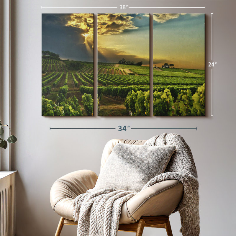 «South Of France Vineyard» sur toile, H 24 po x l 38 po x P 1,25 po