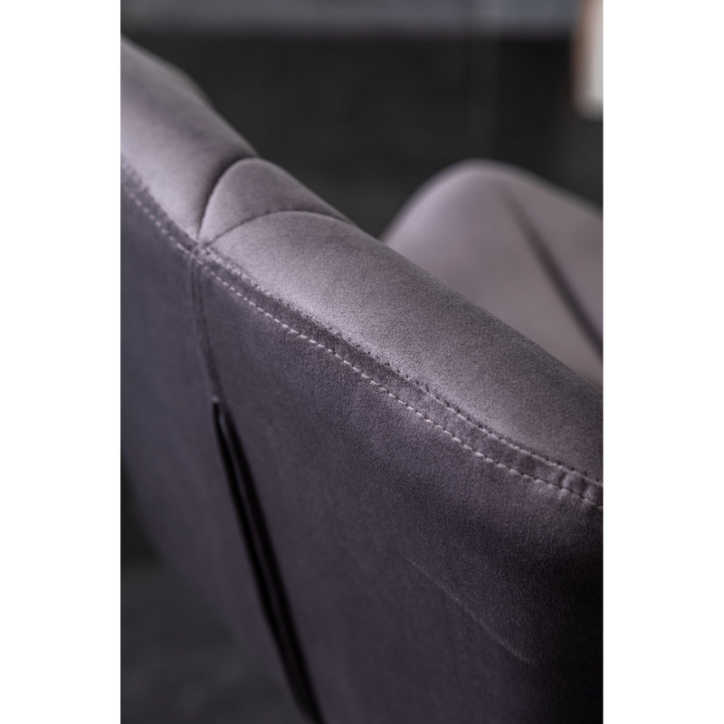 2 de pivot en velours diamant, gris - hauteur réglable, nid confort à dossier moyen, base avec repose-pieds 2, dossier moyen confortable, disque