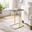 Table de bout rectangulaire avec plateau en agate et base en métal pour le salon-1593257176