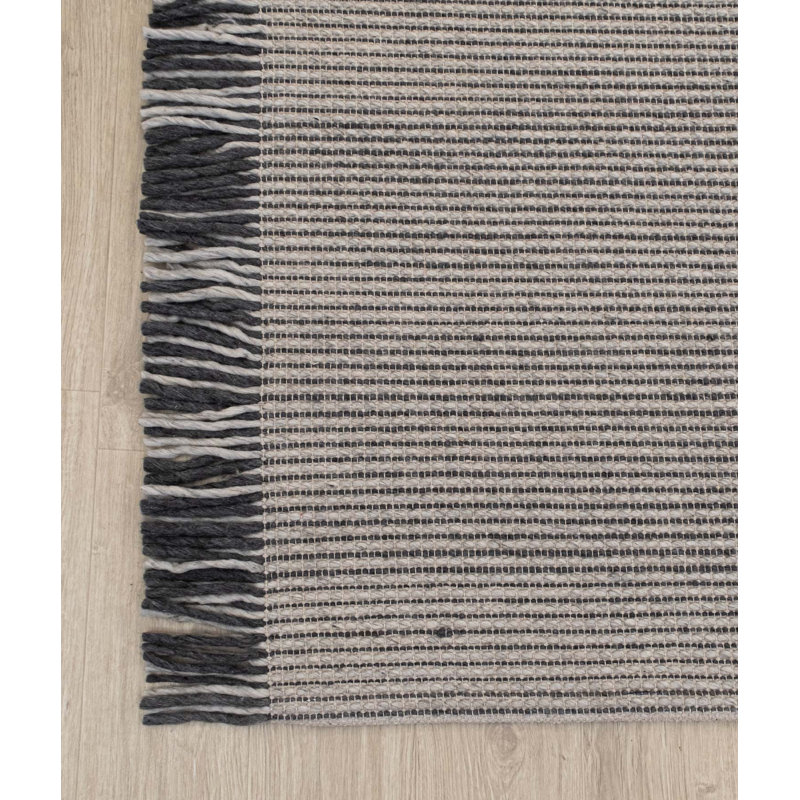 Tahar Wool Striped Indoor Rug, Rectangle 4' x 5'11"