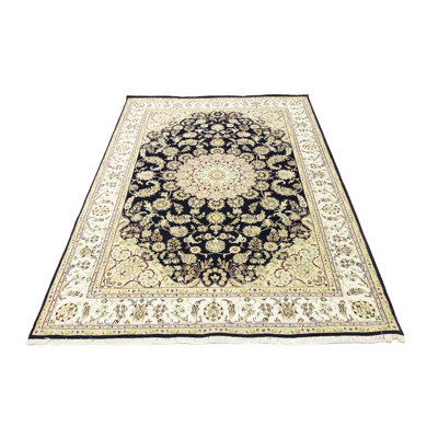 Tapis oriental floral en laine Indo-Nain