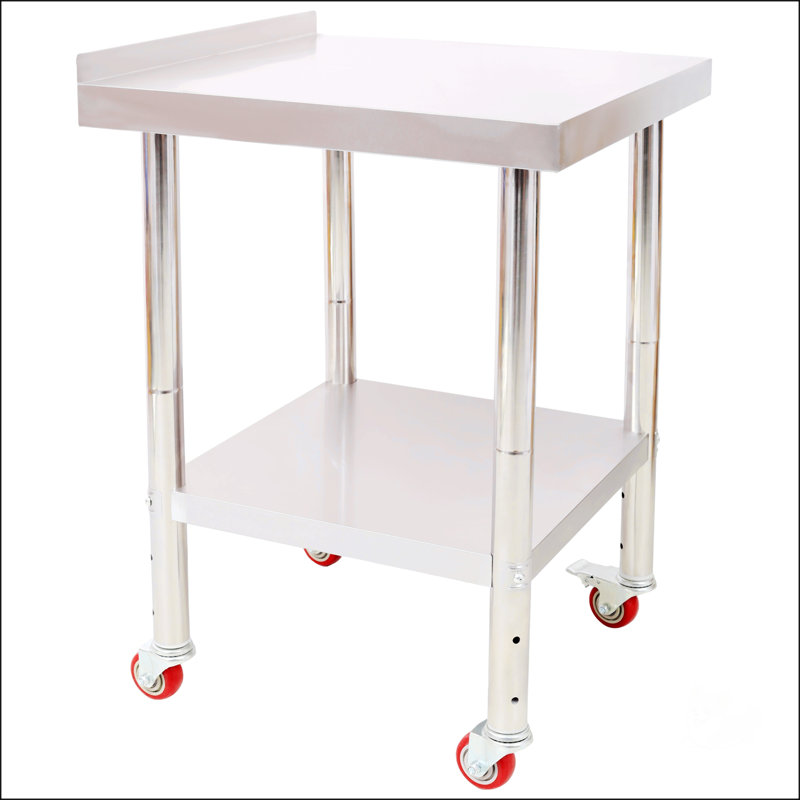 Table de préparation en acier inoxydable avec tablette réglable, table de travail en métal robuste pour les cuisines et les restaurants commerciaux