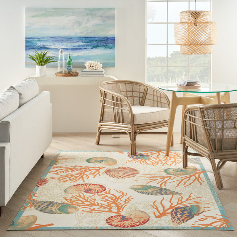 Tapis ivoire d'extérieur Waverly Sun-N-Shade, Rectangle 5 pi 3 po x 7 pi 5 po