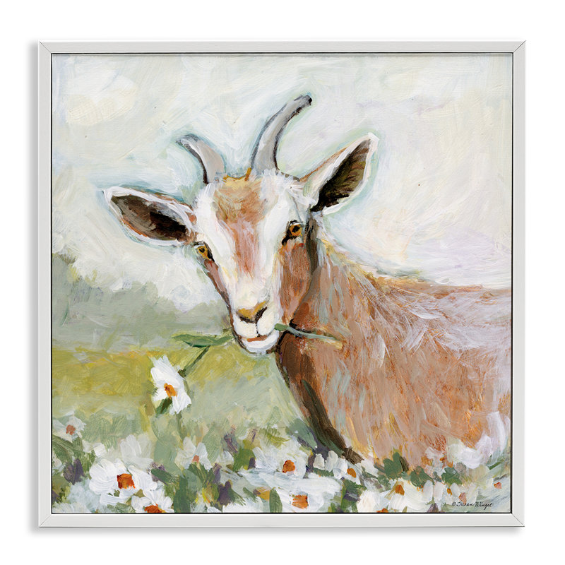 «Pastoral Goat & Daisy», art de la giclée encadrée, design par Susan Winget, H 17 po x l 17 po
