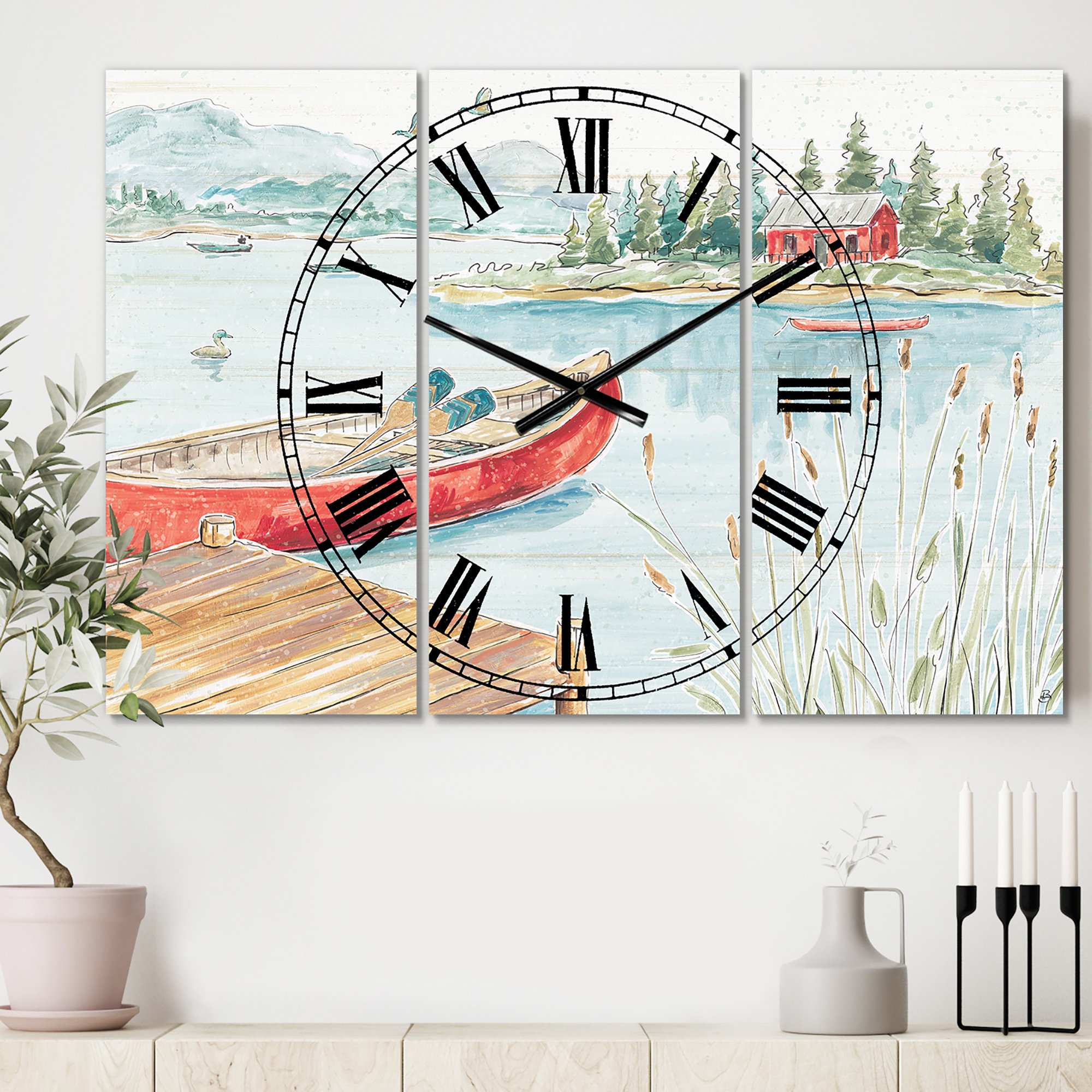 East Urban Home Lake House Canoes I Lake House wall clock Wayfair