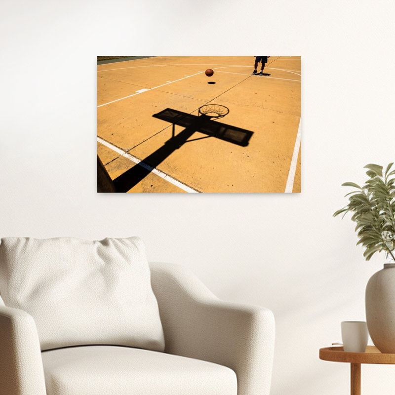 «Sunny Court», art abstrait urbain contemporain, H 16 po x l 24 po