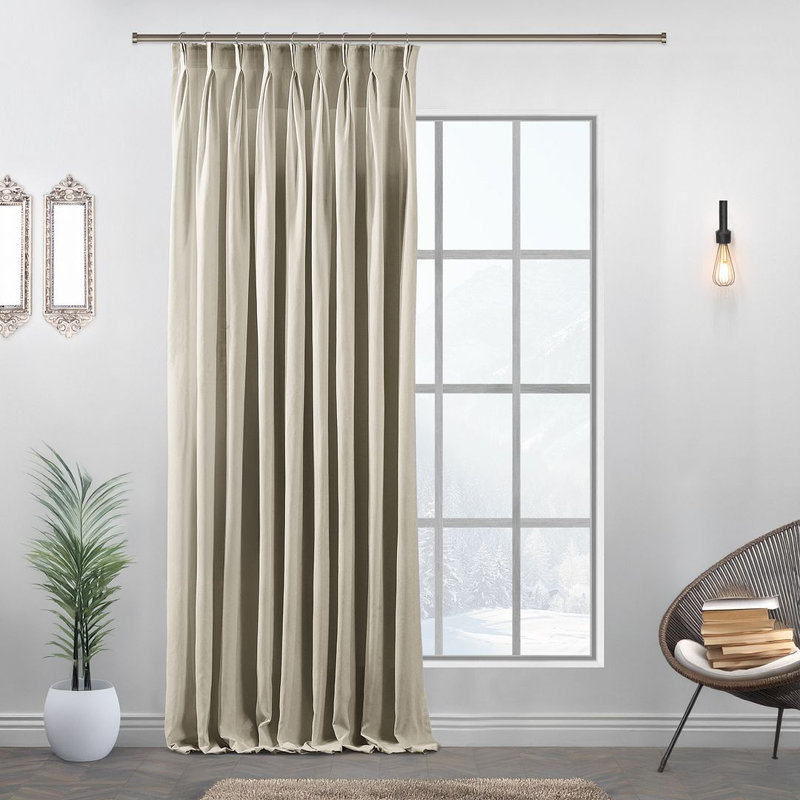 Room Darkening Single Curtain Panel, Beige, 190cm Width x 265cm Drop