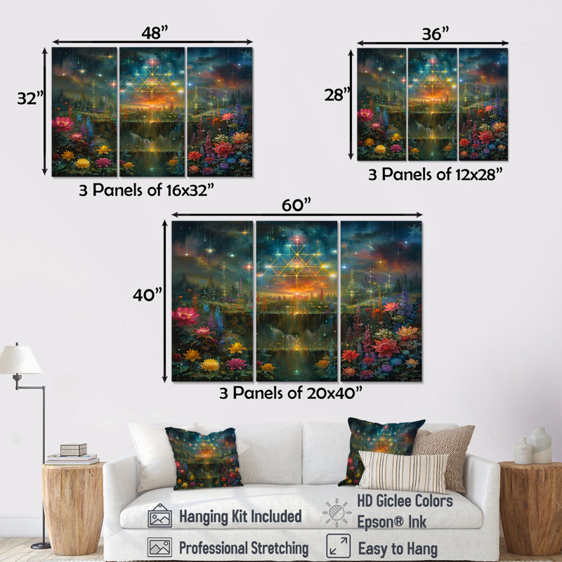Gloucester - ensemble d'art mural abstrait paysage, Toile tendue, H 32 po x l 48 po x P 1 po