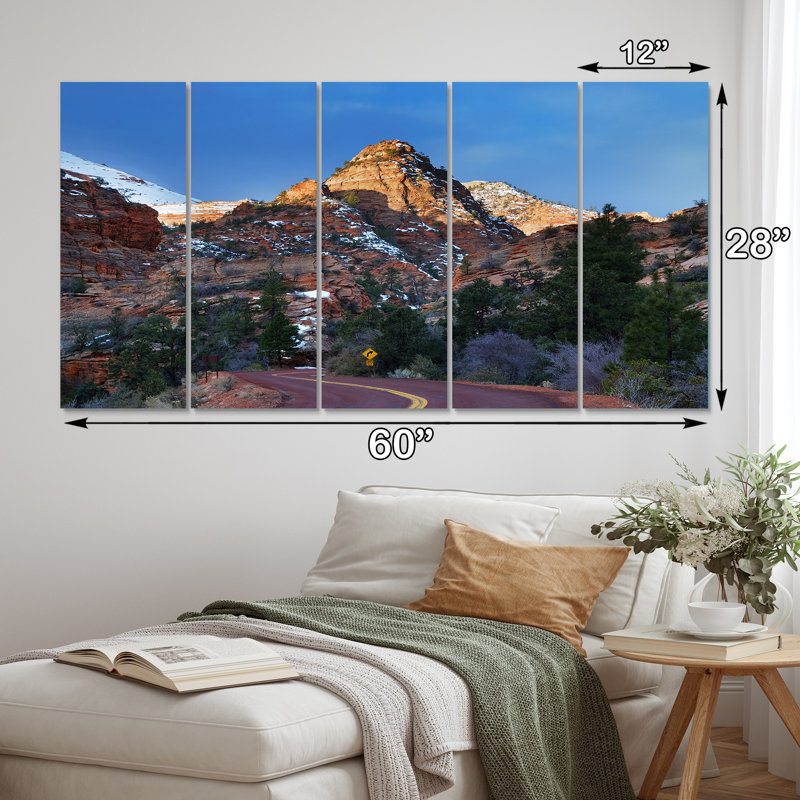 «National Park Sunrise - Reproduction sur toile de paysages - 5 panneaux égaux