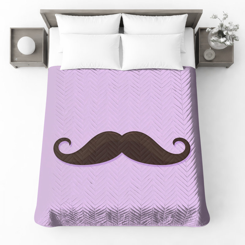 Couvre-lit matelassé courbé brun moustache toutes tailles, Full / Double
