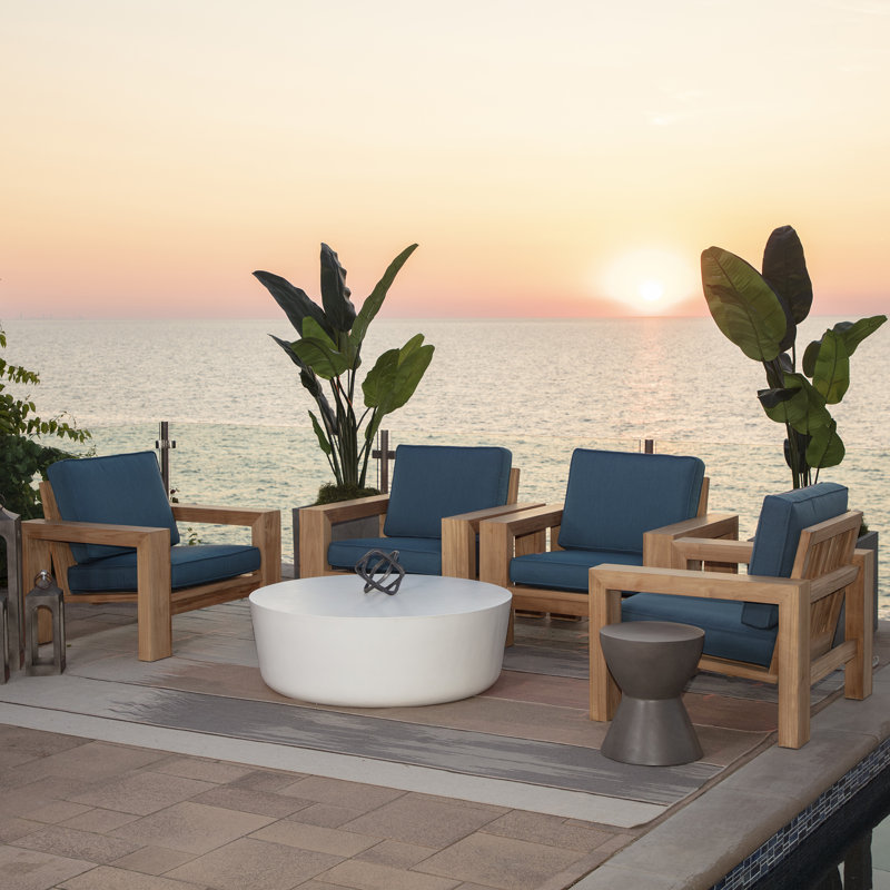 ARDEN Foam Outdoor Double Welted Deep Seat Cushion Set, 24 x 24, made with ProFoam, Rain-proof, Fade Resistant, Classic Navy