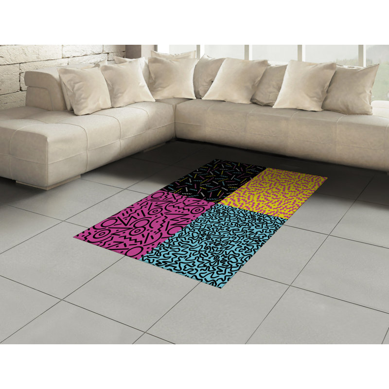 Indie High Density Long Fiber Poly Threads Decorative Area Rug Carpet, Rectangle 4' x 5'8"