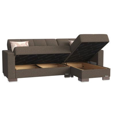 Primenest Nimbusflow Collection Upholstered Convertible Chaise Lounge With Storage