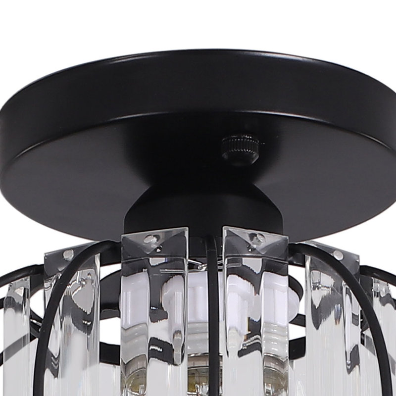 Aalaya Crystal Semi Flush Mount, Matte Black