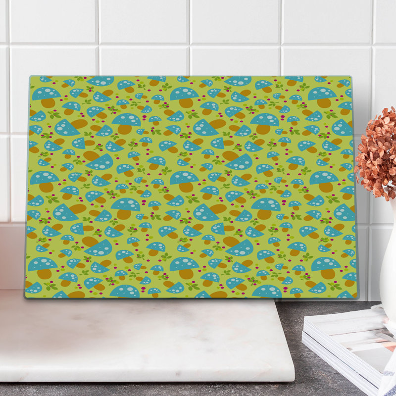 Ambesonne Mushroom Cutting Board Large Size Mushrooms Pattern Yellow Multicolor