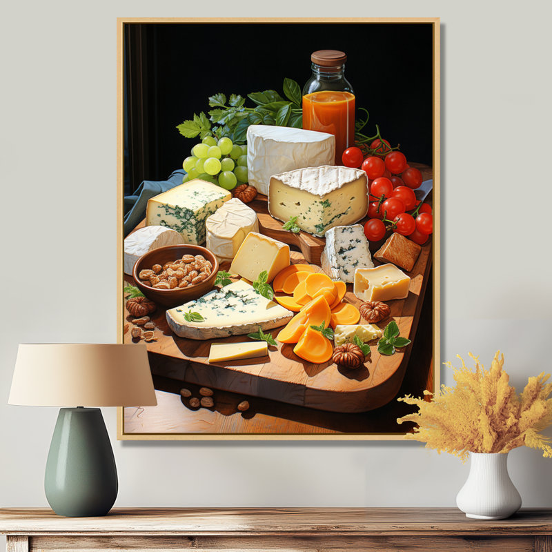 Food Gourmet Cheese Board II - Impressions encadrées pour la cuisine, 32" H x 16" W, Black Picture Framed