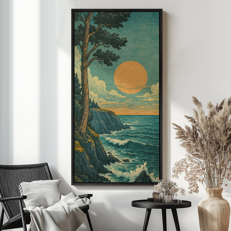 Reproduction d'art sur toile encadrée rétro, Noir, H 60 po x l 30 po