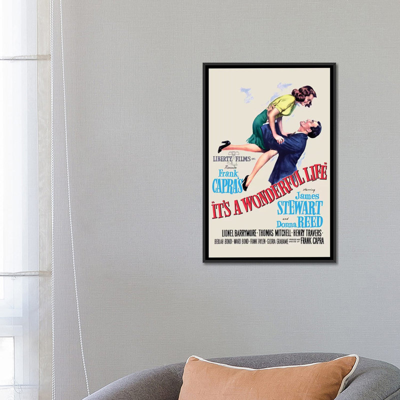 «It's a Wonderful Life» - Publicité imprimée, Aucun mat, H 26 po x l 18 po x 1,5 po, Toile avec cadre noir