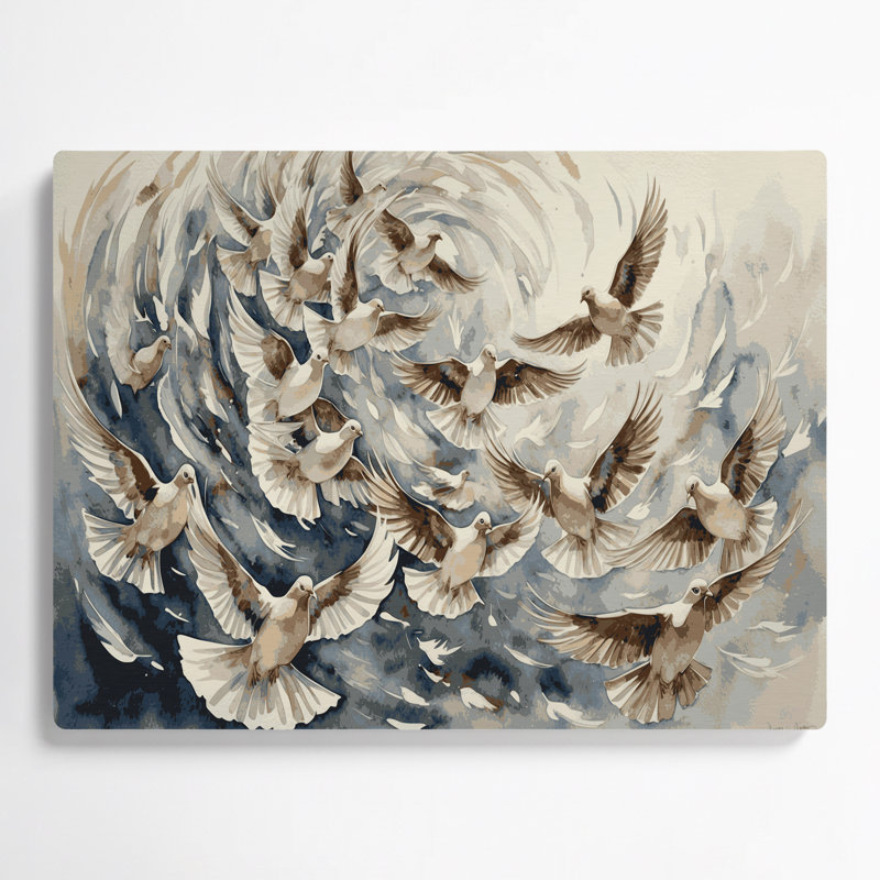 Birds Eared Dove, art mural en métal beige, H 20 po x l 30 po