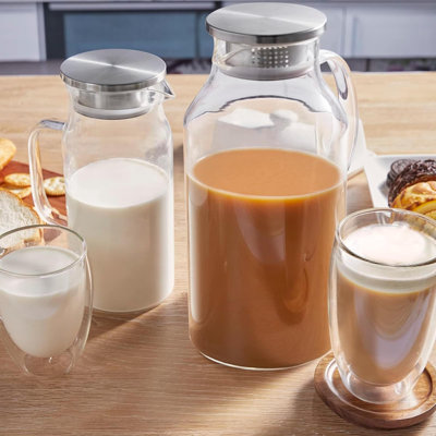 2.6 Litre Glass Pitcher With Lid And Spout Glass Water Carafe For Hot Cold Water Iced Tea Pitcher Pitcher For Coffee Juice And Homemade Beverage