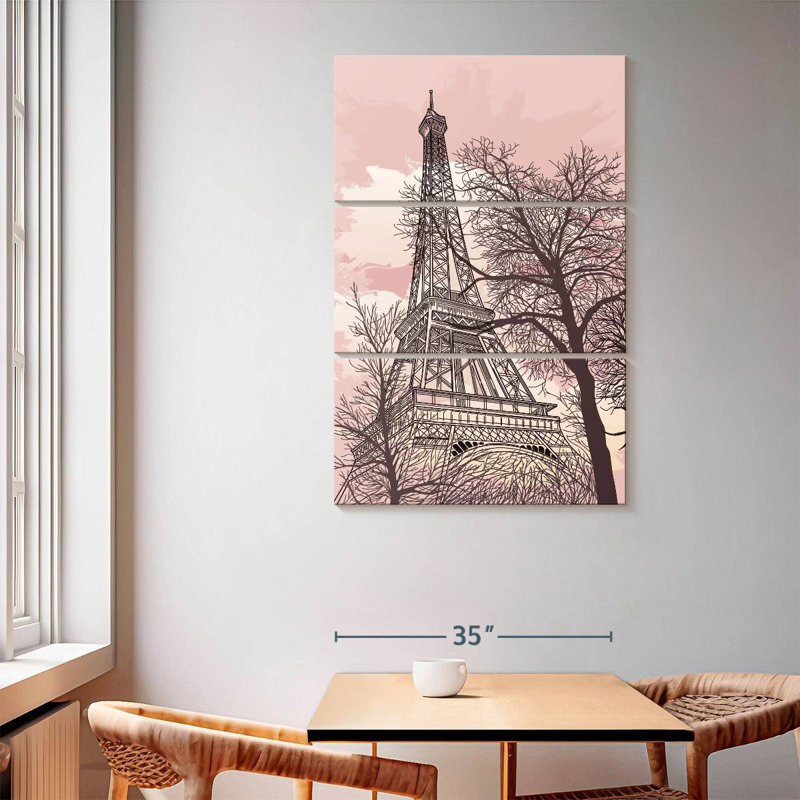 Tour Eiffel Nicci, ciel rose, H 65 po x l 42 po