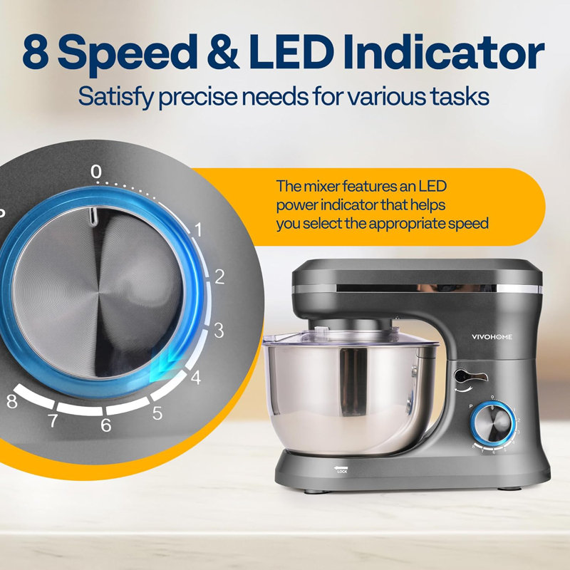 380w 4.75qt. 8-speed Stand Mixer, Gray