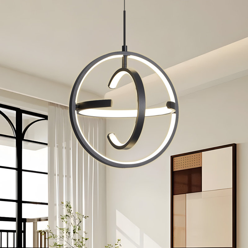Lustre moderne à DEL Jamarris, Noir mat