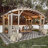 Sunjoy Bellucci Arched Pergola 10 x 14 ft. Light Grey Outdoor Cedar Framed Wood Pergolas with Weather-Resistant Canopy for Patio, Garden