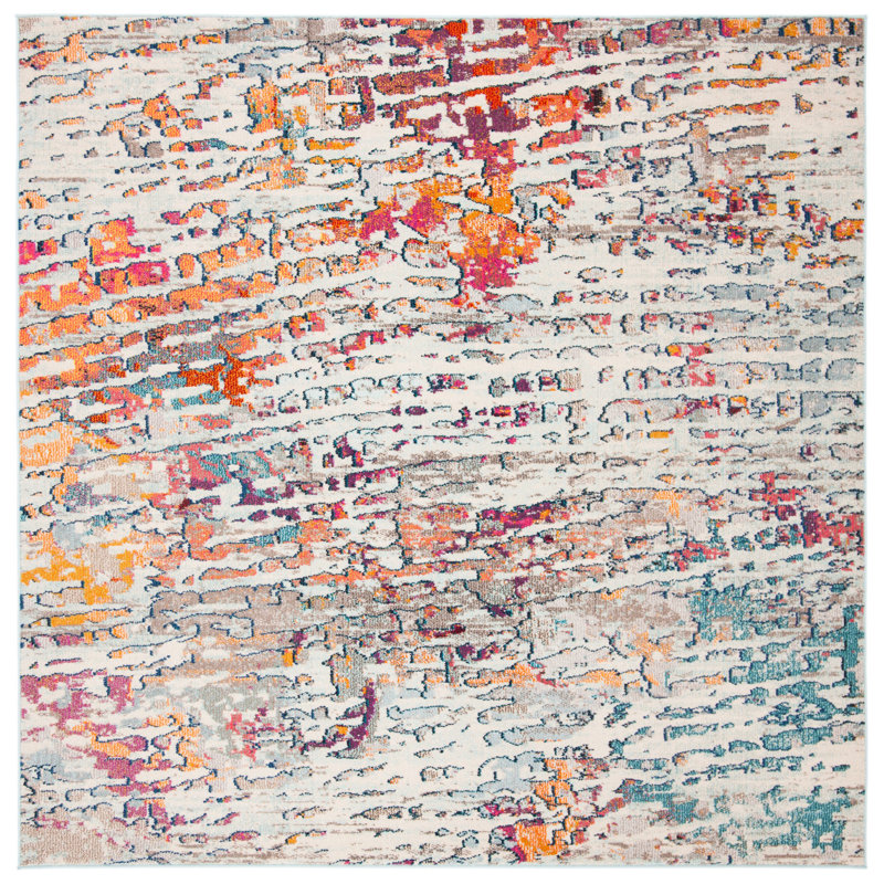 Felty Abstract Area Rug, Square 3'