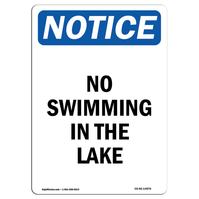 SignMission Notice - No Swimming in the Lake Sign | Wayfair