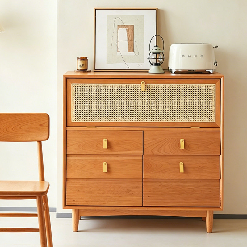 Buffet décoratif en bois massif rotin