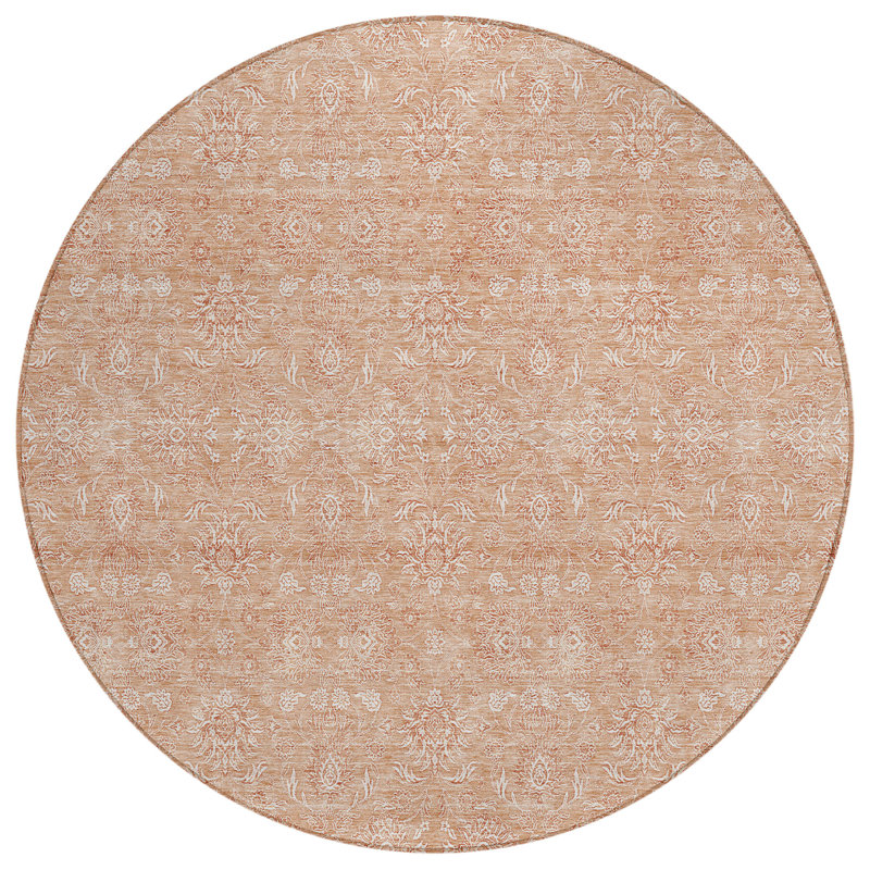 Alta Washable Floral Indoor / Outdoor Rug, Round 8'