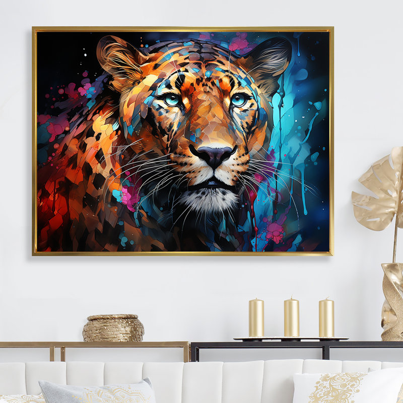 Pop Art Wild Elegance Tiger Harmony, Cadre flottant doré, H 12 po x l 20 po x P 1 po