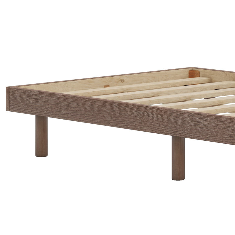 Base de lit plateforme flottante de conception moderne, Noyer, Lit simple