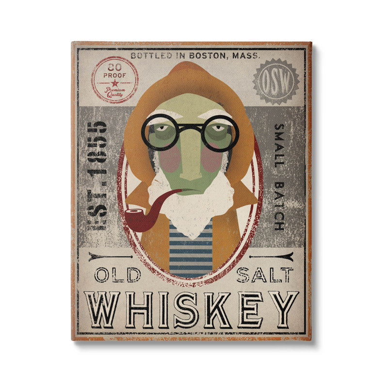 «Vintage Whiskey Logo», impression sur toile tendue, H 20 po x l 16 po x P 1,5 po