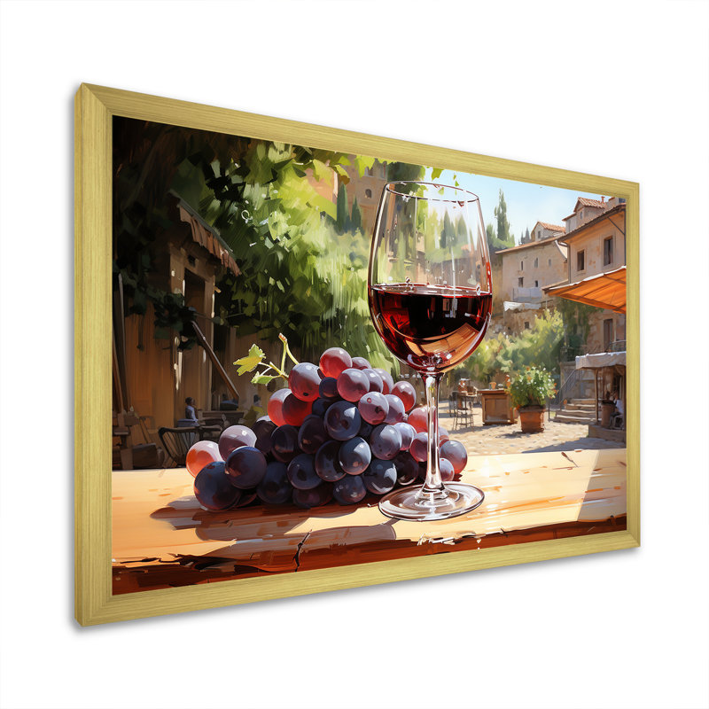 «Balayage de bourgogne», art mural vin, Cadre doré à coins fermés, H 12 po x l 20 po x P 1 po