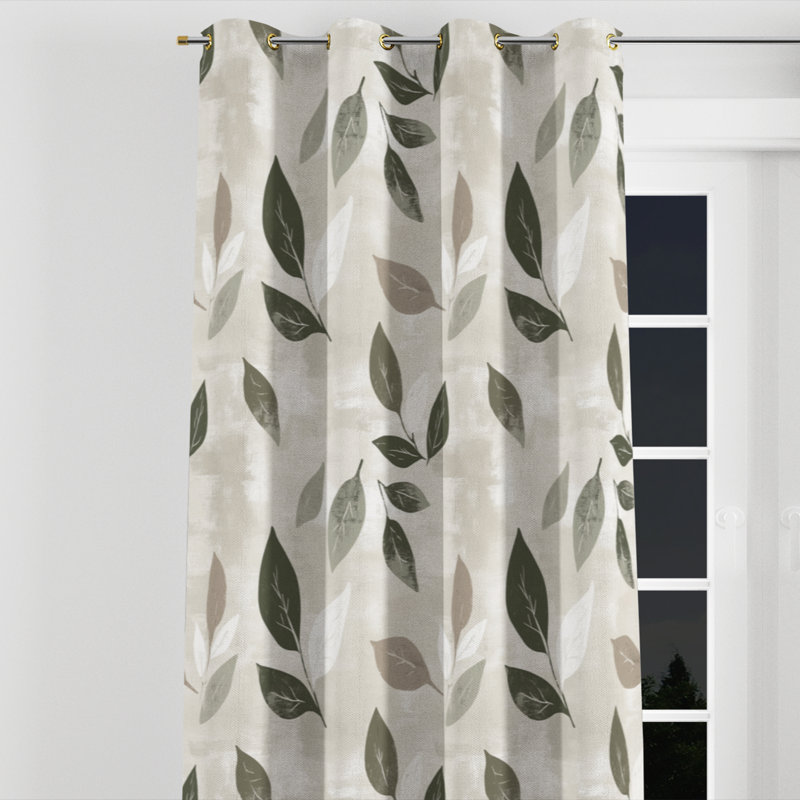 Rideaux à motif floral - rideau crème avec œillets Meadow - 1 panneau, L 52 po x L 84 po, Œillets dorés