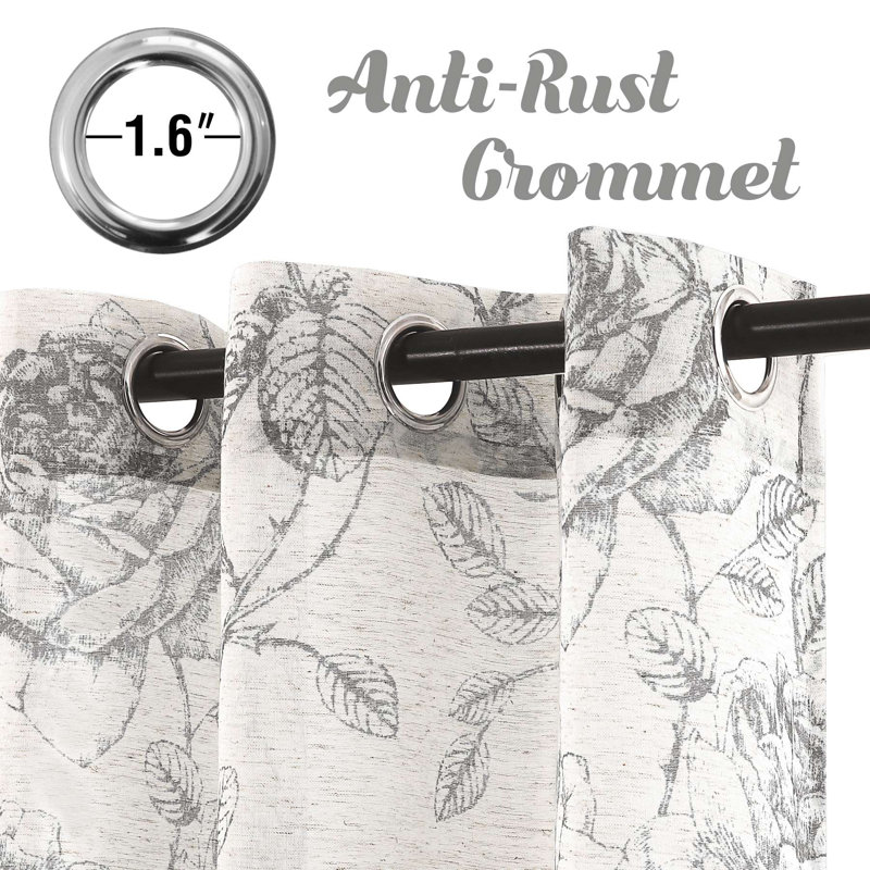 Green Linen Curtains Farmhouse Curtains for Home/Office Light Filtering Burlap Privacy Curtain 2 Panels, 52" W x 84" L, Gray
