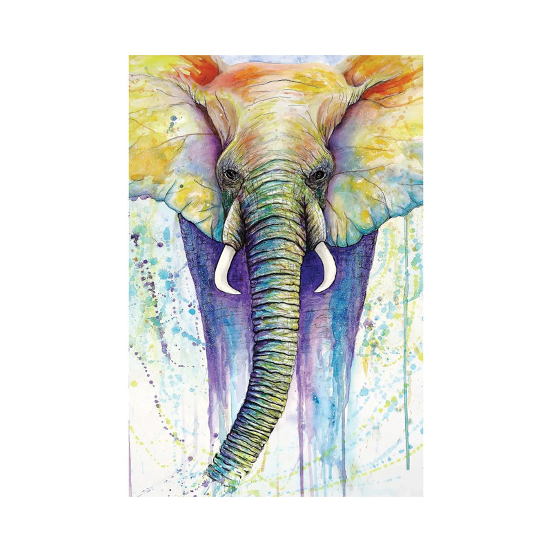 Elephant Colors by Michelle Faber - No Frame Gallery-Wrapped Canvas Giclée on Canvas, 30.48cm H x 20.32cm W
