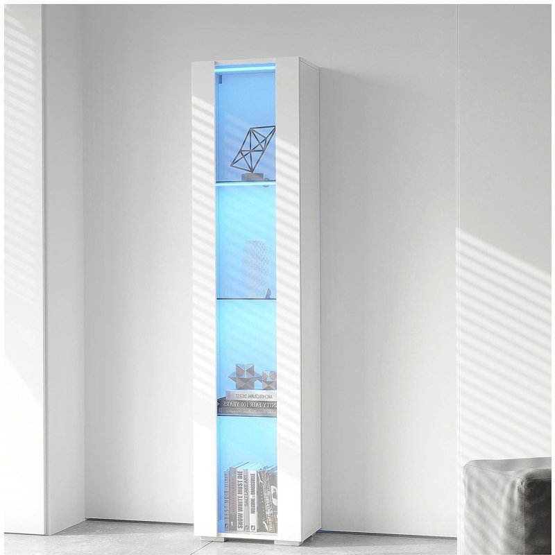 Armoire latérale avec éclairage en bande d'aluminium, White