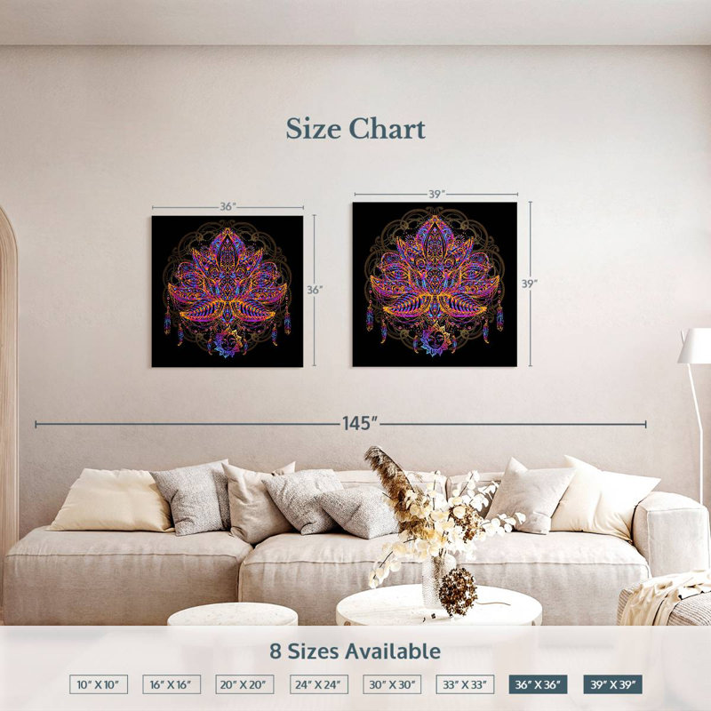 Kerner Colorful Mandala Lotus, 36" H x 36" W