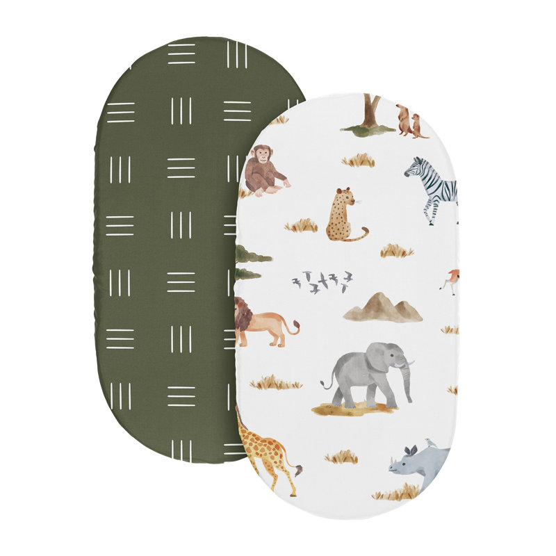 Draps-housses pour lit de bébé animaux de la jungle