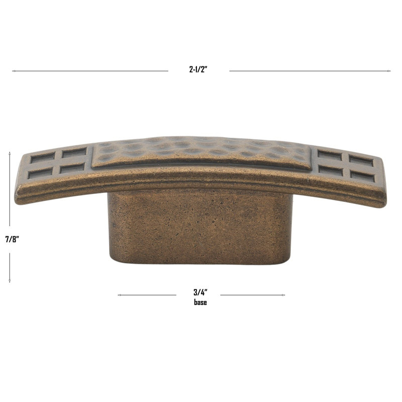 Oversized 2 1/2" Length Rectangle Knob, Antique Brass