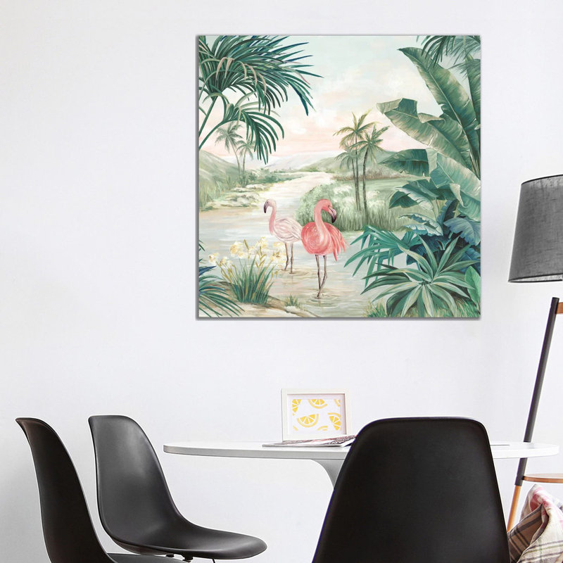 Flamingo Dream by Eva Watts - Wrapped Canvas Painting, 93.98 cm H x 93.98 cm W x 3.175 cm D